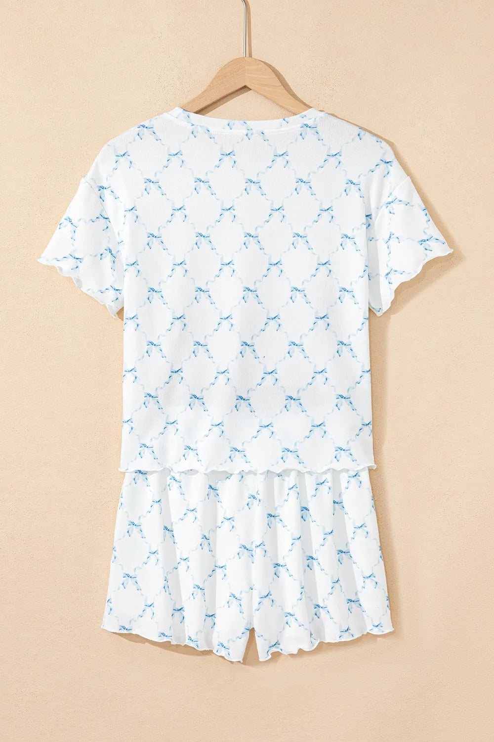 Printed Round Neck Top and Shorts Two-Piece Lounge Set