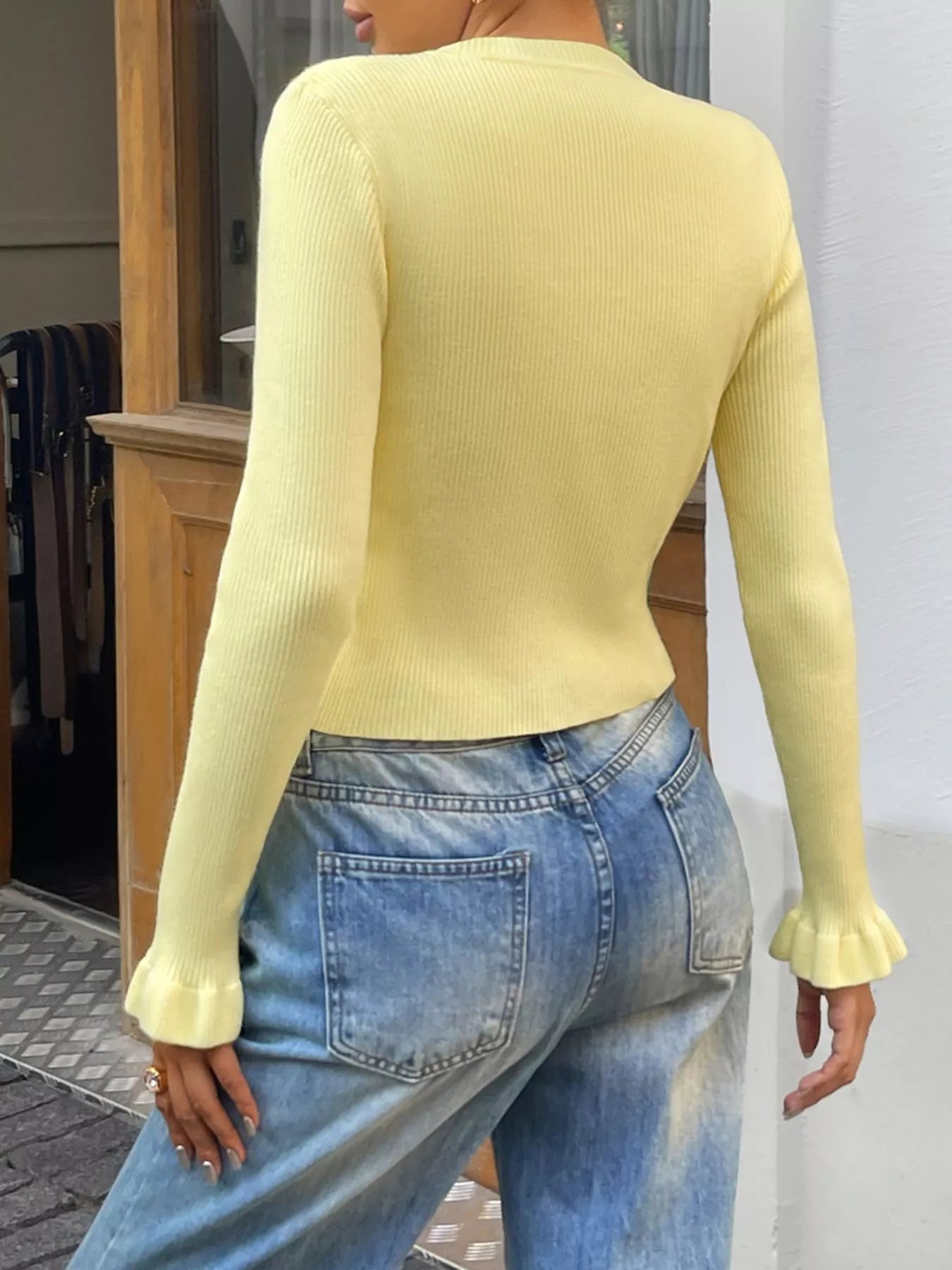 Ribbed Knit Button-Down Cardigan