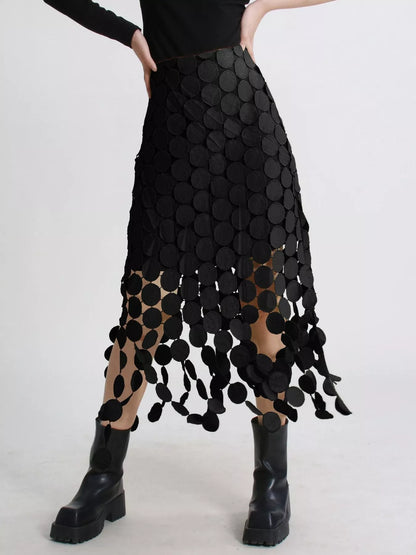 Fringe Midi Skirt Black