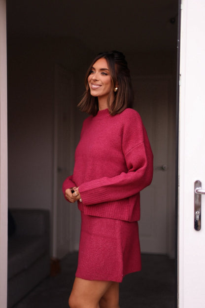 Berry Ribbed Mock Neck Sweater-FINAL SALE