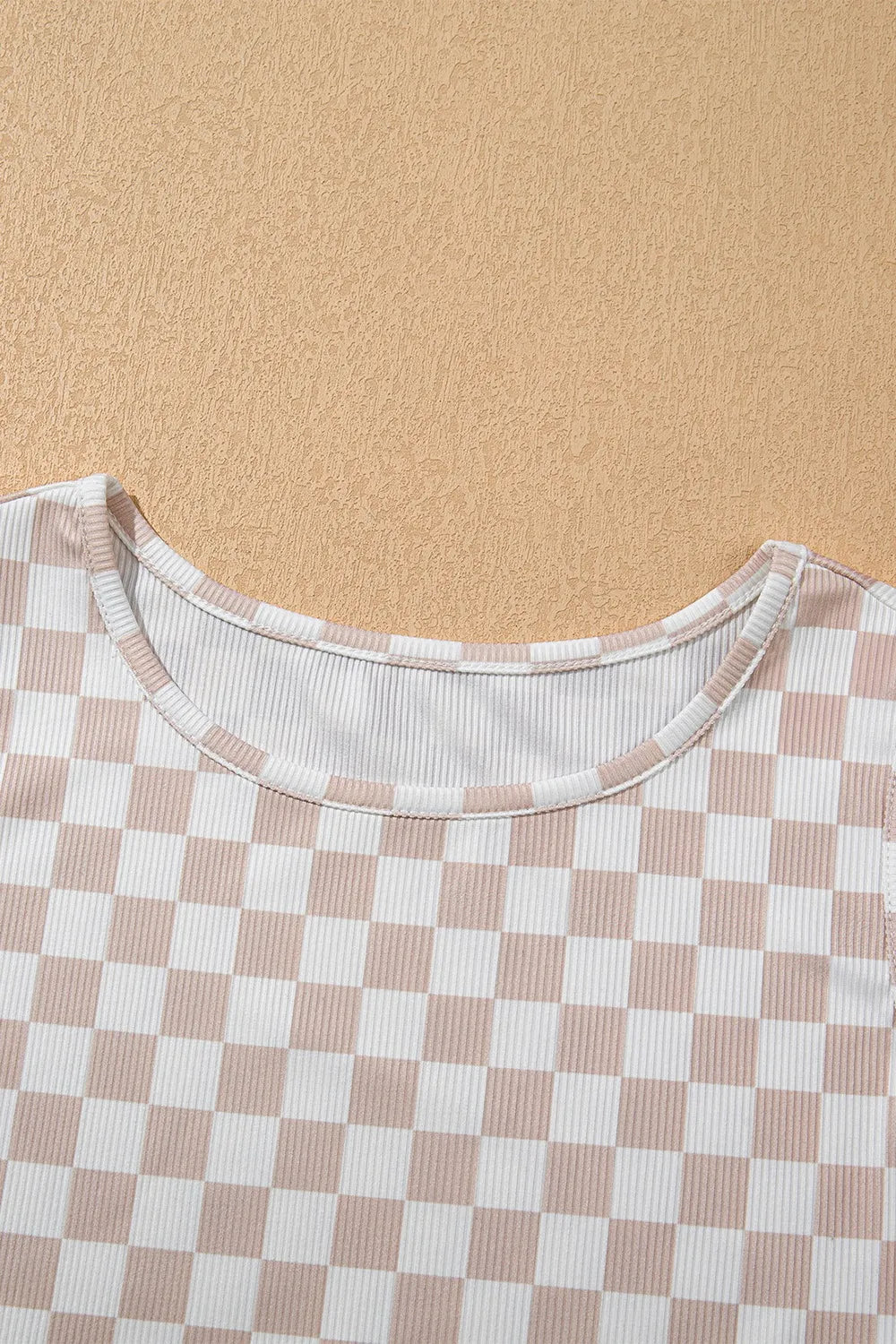 Ribbed Texture Checkered Print Tank and Pants Set