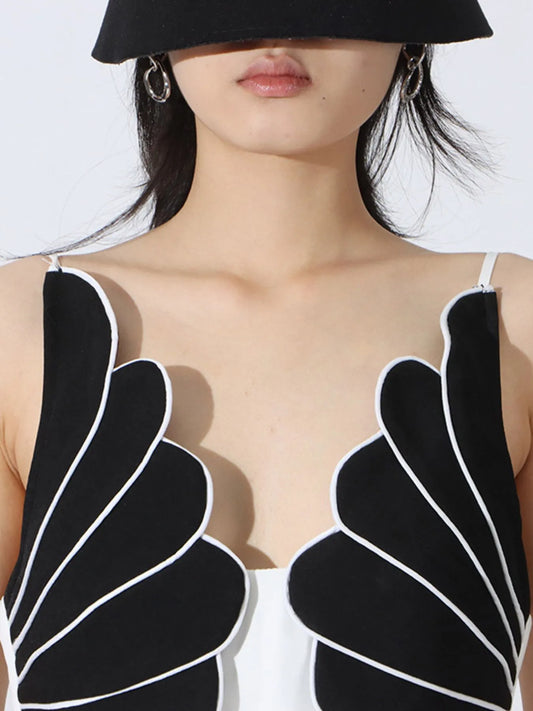 Contrast Sleeveless Wide-Leg Jumpsuit