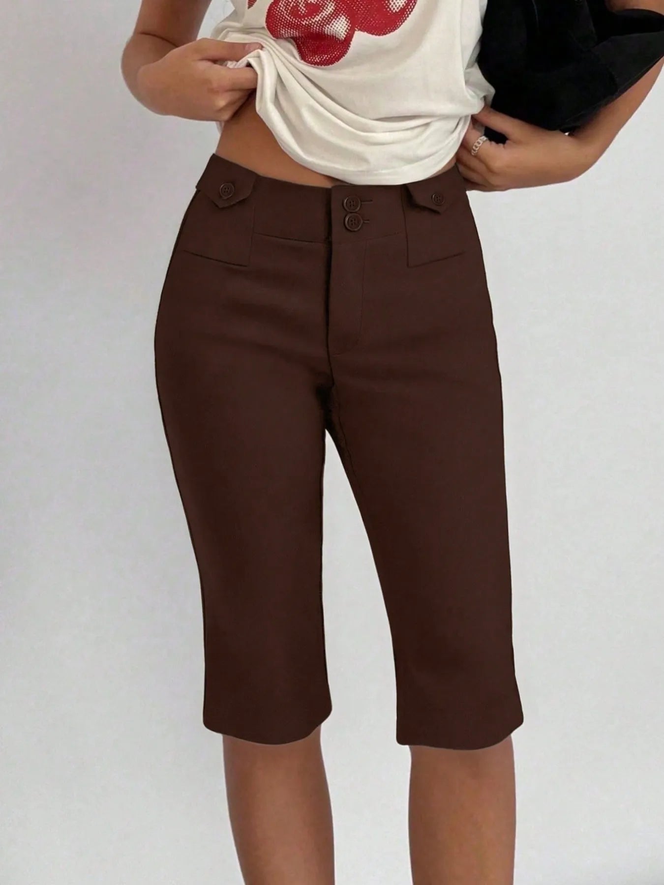 High-Waisted Shorts Dark Brown