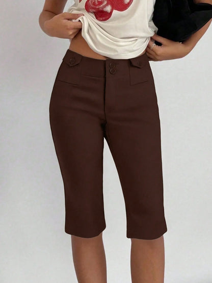 High-Waisted Shorts Dark Brown
