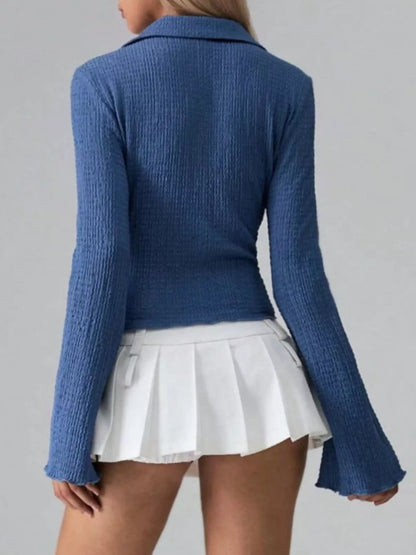 Button Up Flare Sleeve Shirt