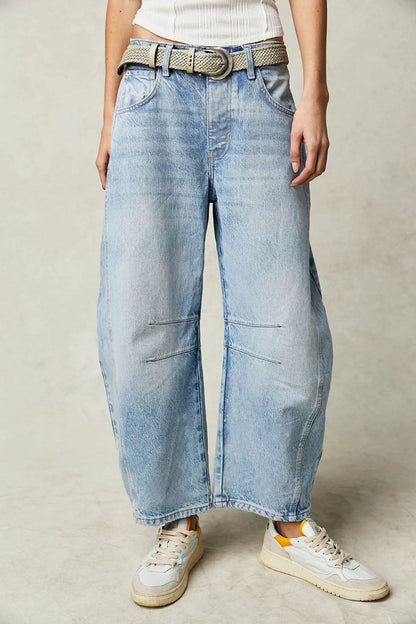 Wide Leg Jeans with Pockets Light Blue