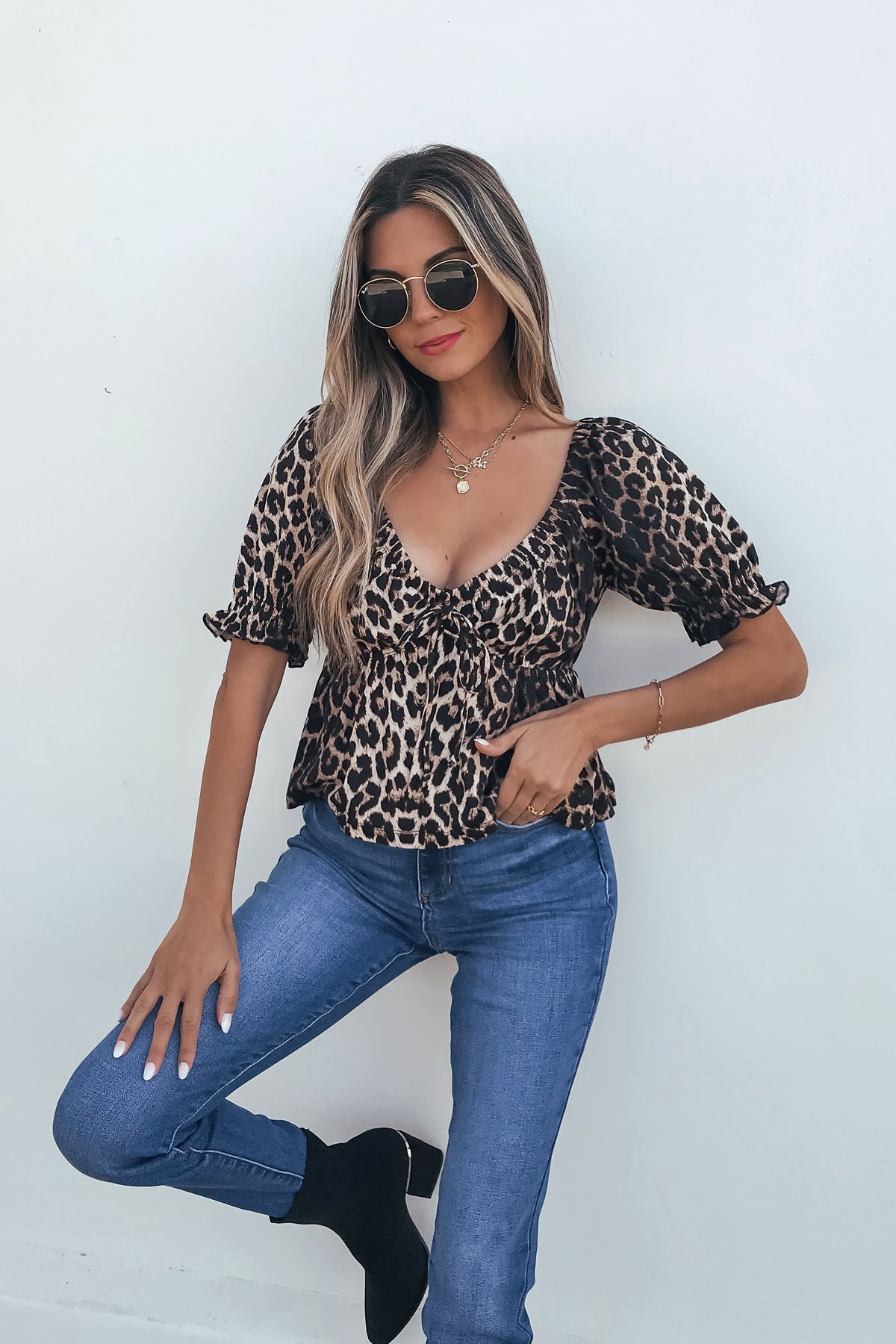 Black Leopard Print Babydoll Top - FINAL SALE