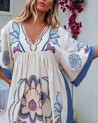 Bluebelle Denim Embroidered Mini Dress - FINAL SALE
