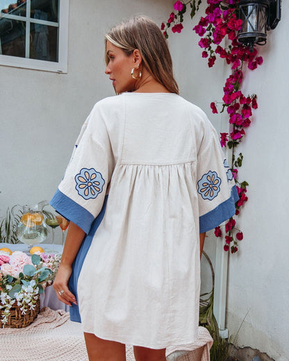 Bluebelle Denim Embroidered Mini Dress - FINAL SALE