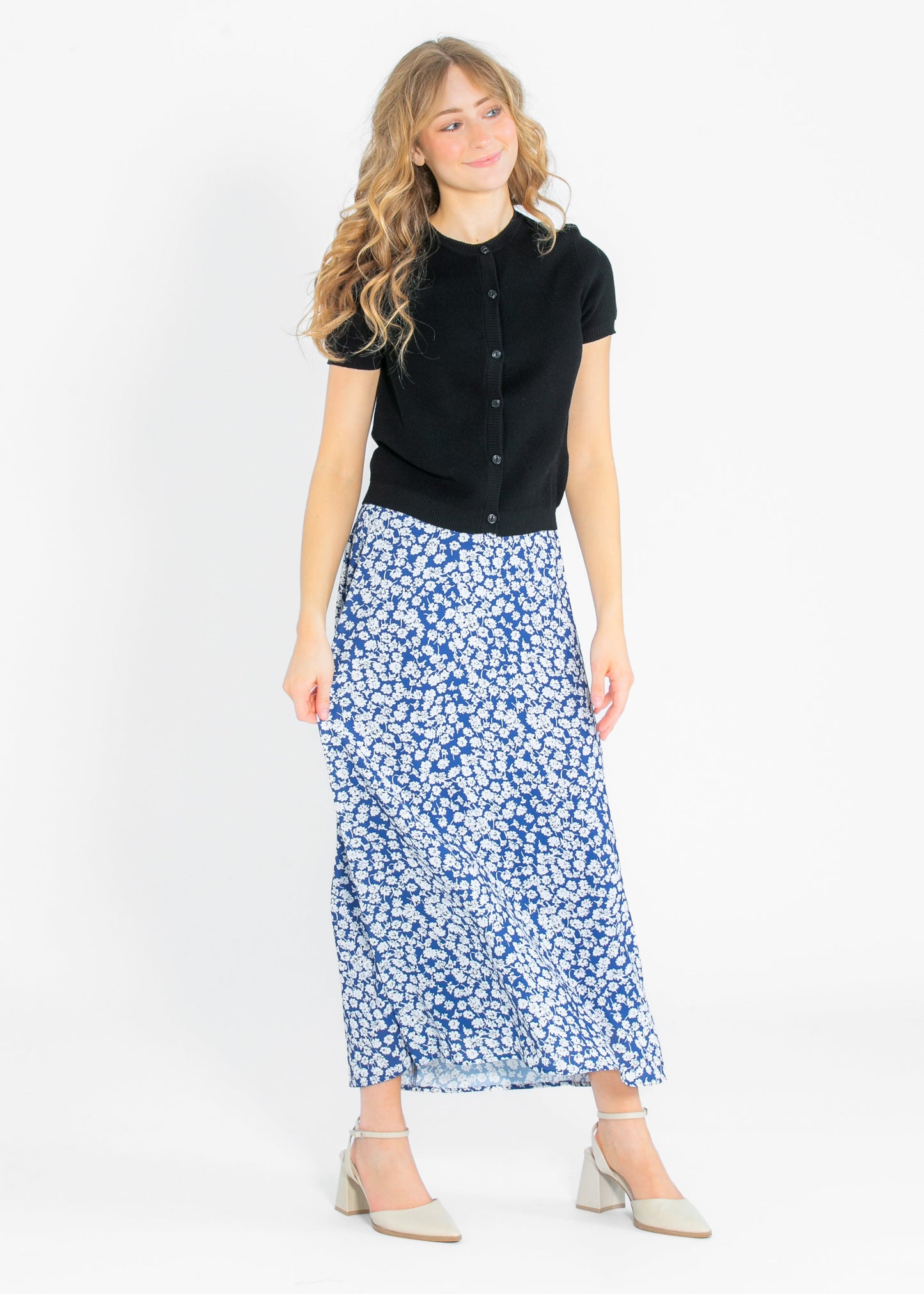 Braylyn Floral Midi Skirt - FINAL SALE Blue