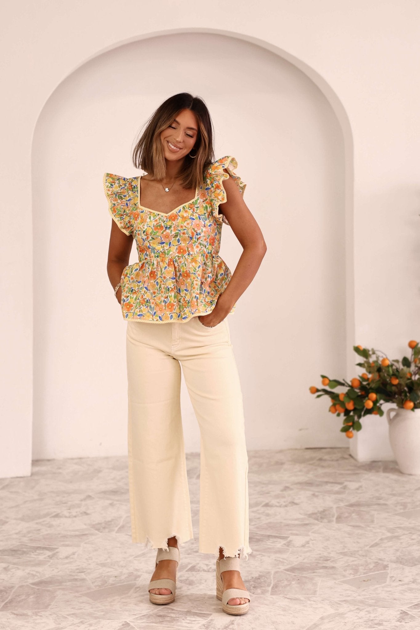 Butter Yellow High Rise Wide Leg Jeans - FINAL SALE