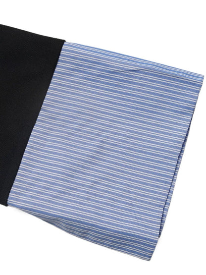 Striped Collar Long Sleeve Fake Two-Piece Blazer