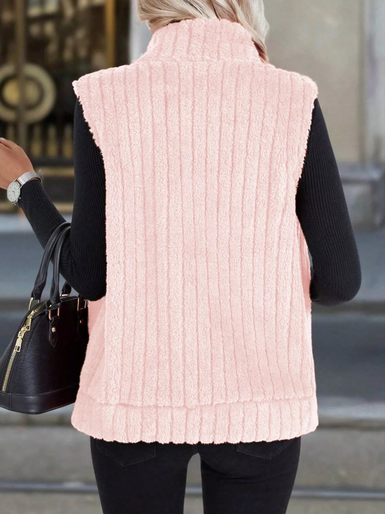 Full Size Fleece Zip-Up Vest Coat Plus Size