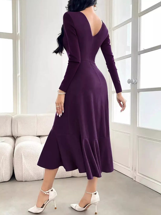 Ruffled Hem Long Sleeve Dress