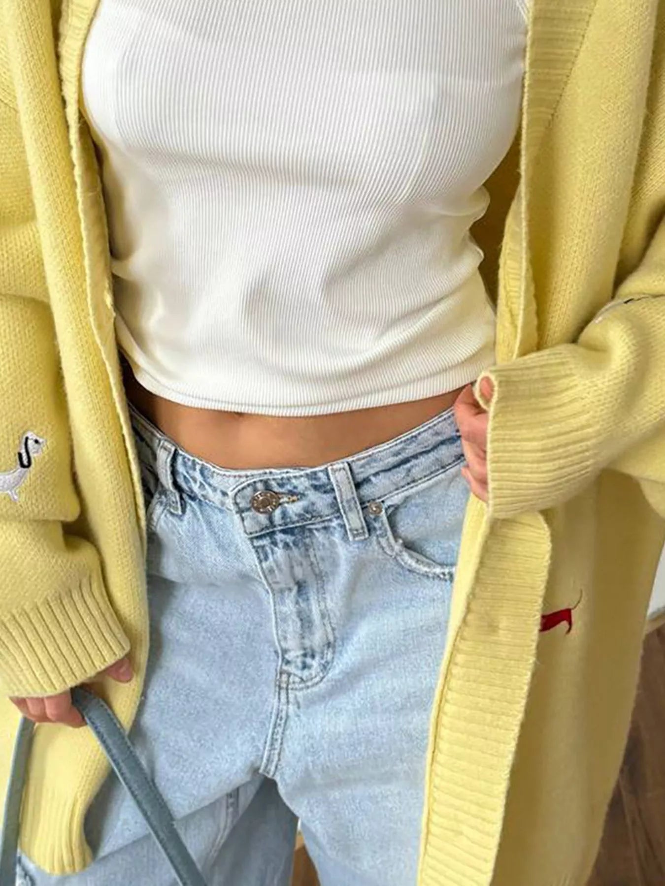 Embroidered Button Up Cardigan