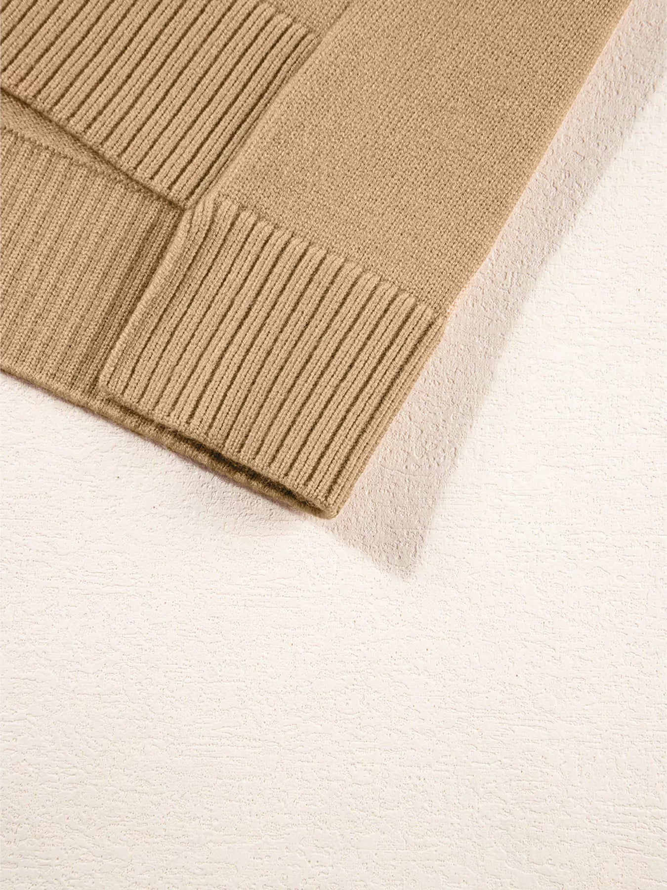 Center Seam Drop Shoulder Pullover Solid Sweater