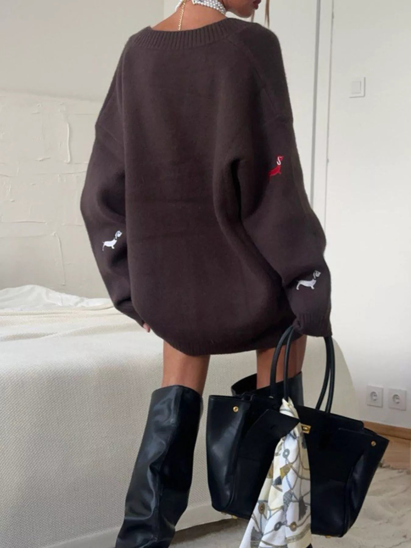 Embroidered Button Up Cardigan