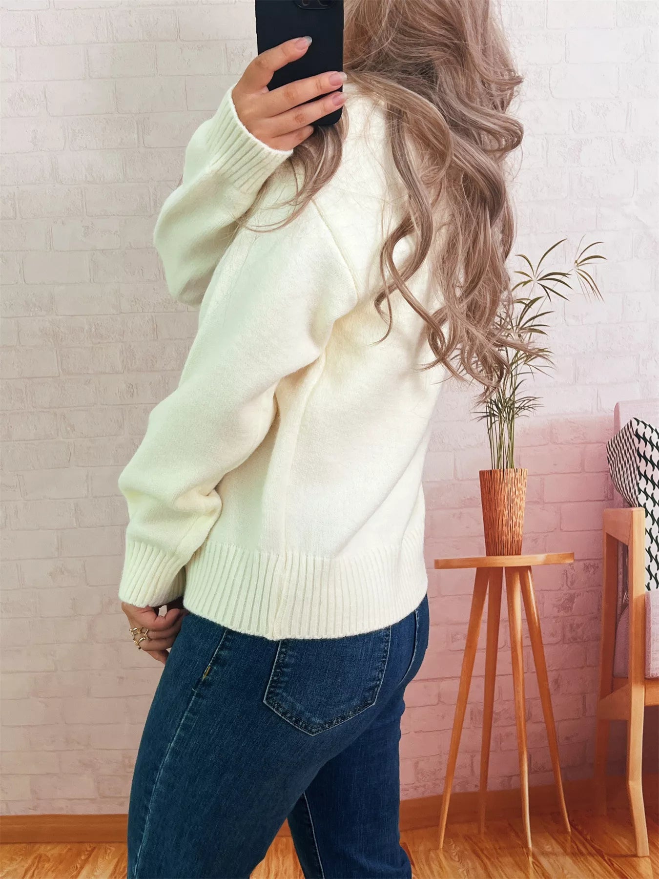 Persimmon Round Neck Long Sleeve Sweater