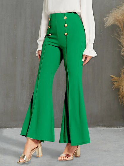 High Waisted Flare Pants Green