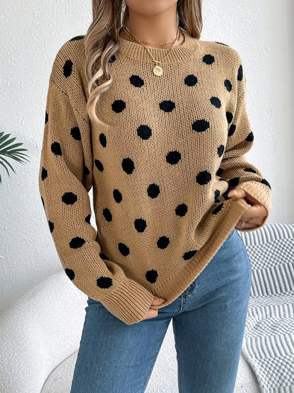 Polka Dot Round Neck Sweater