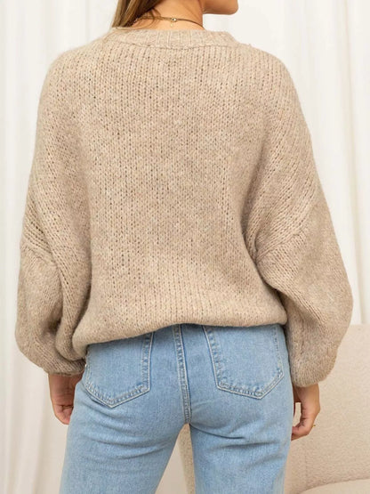 Round Neck Dropped Shoulder Sweater