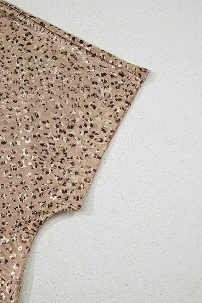 Parchment Shimmer Leopard Print Dolman Sleeve T Shirt