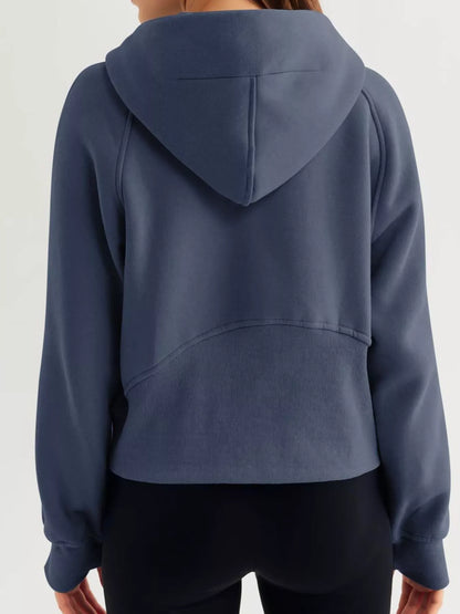 Half Zip Raglan Sleeve Hoodie