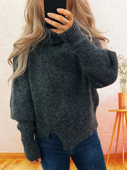 Ribbed Turtleneck Long Sleeve Sweater