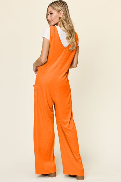 Sleeveless Wide Leg Jumpsuit with Handy Pockets