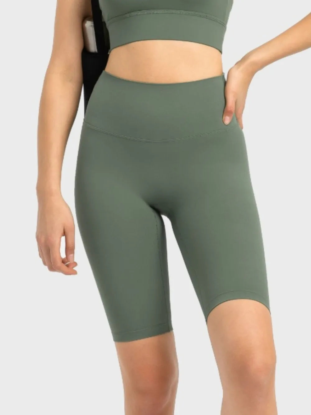 Millennia High Rise Wide Waistband Active Shorts Matcha Green