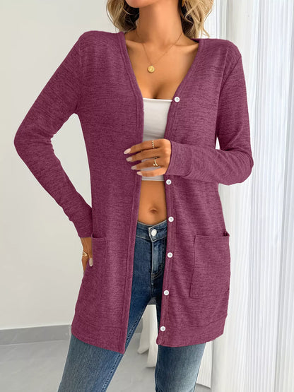 Open Front Longline Cardigan with Side Pockets