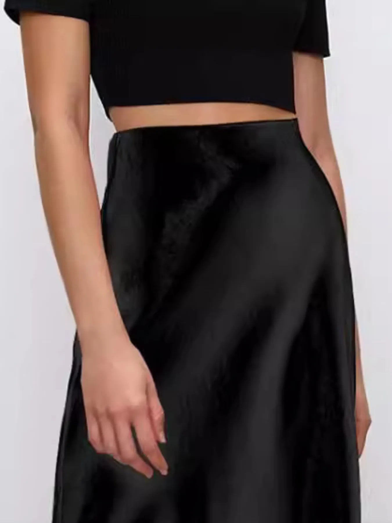 Satin Mini Skirt Black