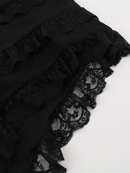 Asymmetrical Lace Ruffle Skirt