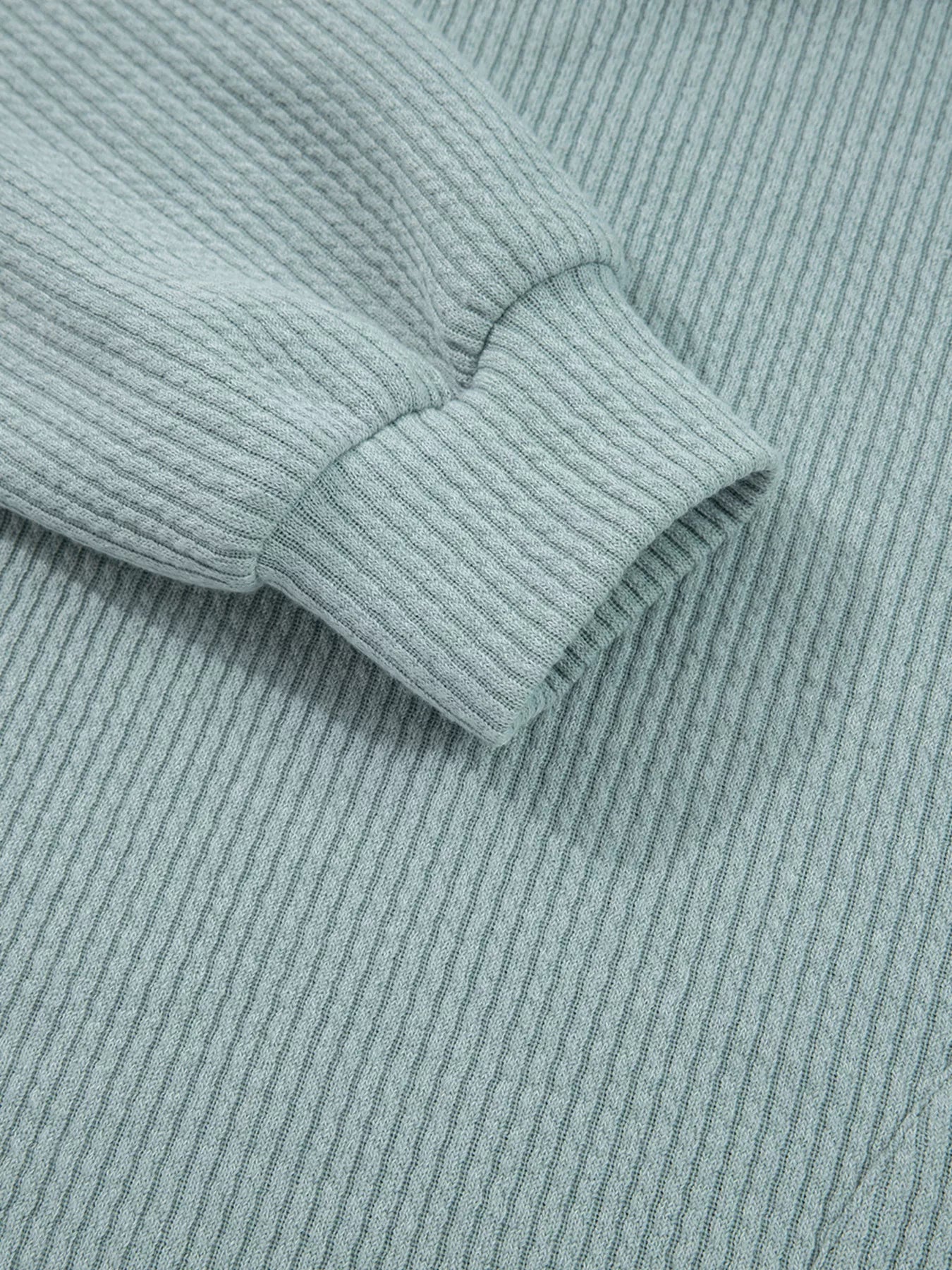 Ribbed Drop Shoulder Knit Hoodie