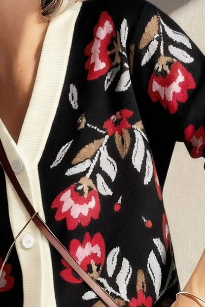 Button Down V-Neck Cardigan