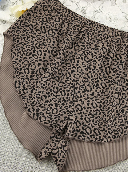 Leopard Cami Cardigan and Shorts 3-Piece Set