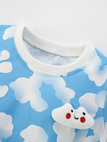 Children's Cloud Print Crew Neck Sweatshirt