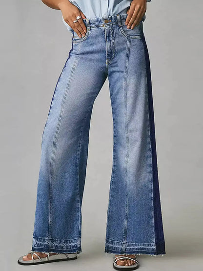 Two-Tone Wide Leg Jeans Dusty Blue