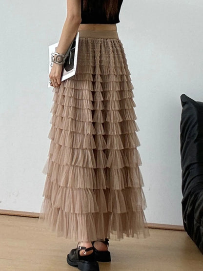 Tiered Tulle Maxi Skirt