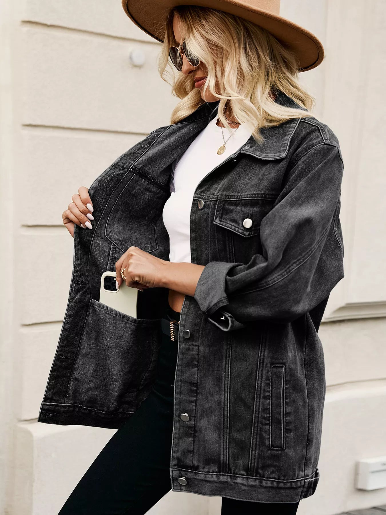 Button Up Long Sleeve Denim Jacket