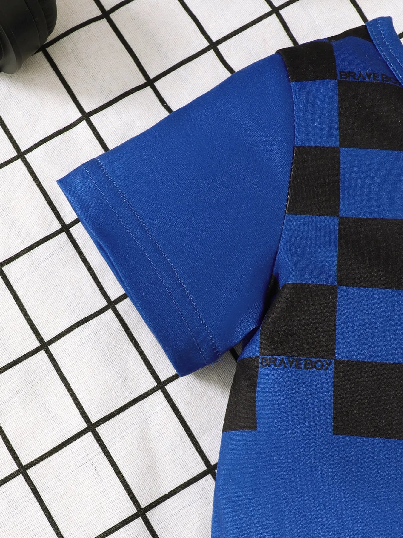 Children's Letter Round Neck Top and Denim Shorts Set