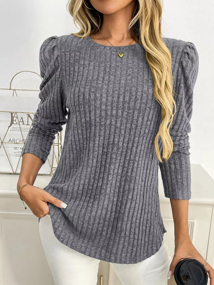 Round Neck Puff Sleeve T-Shirt