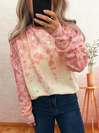 Sequin Crew Neck Long Sleeve Sweater