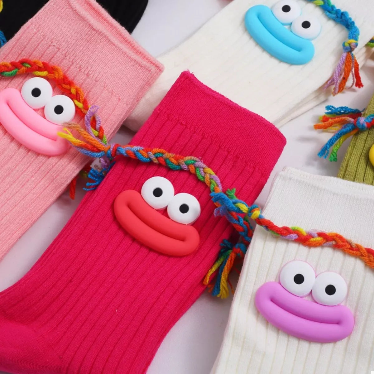 Cartoon Ribbed Knit Crew Socks