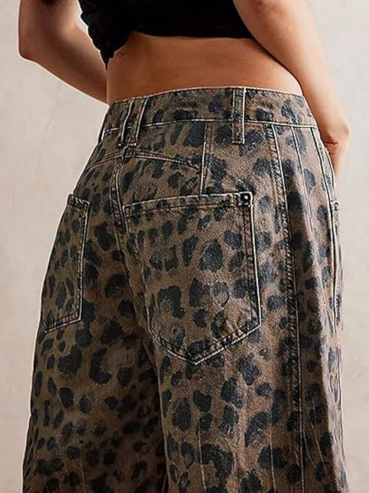 Leopard Wide Leg Jeans