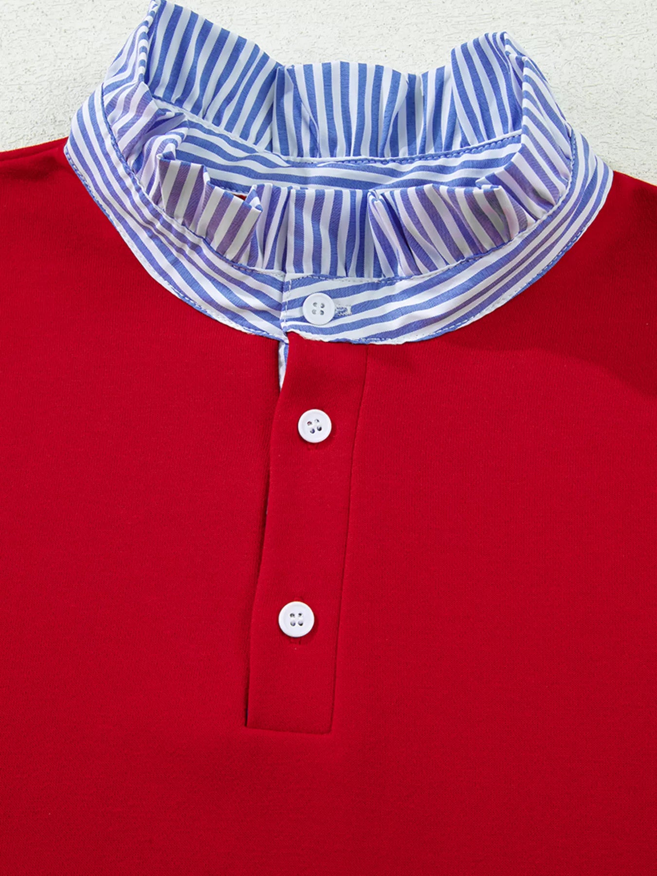 Striped Collar Patchwork Satin Bow Sweatshirt and Shorts Set