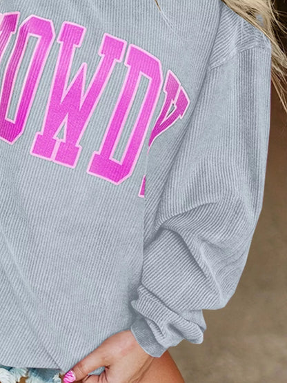 Full Size Howdy Round Neck Oversized Sweatshirt Plus Size