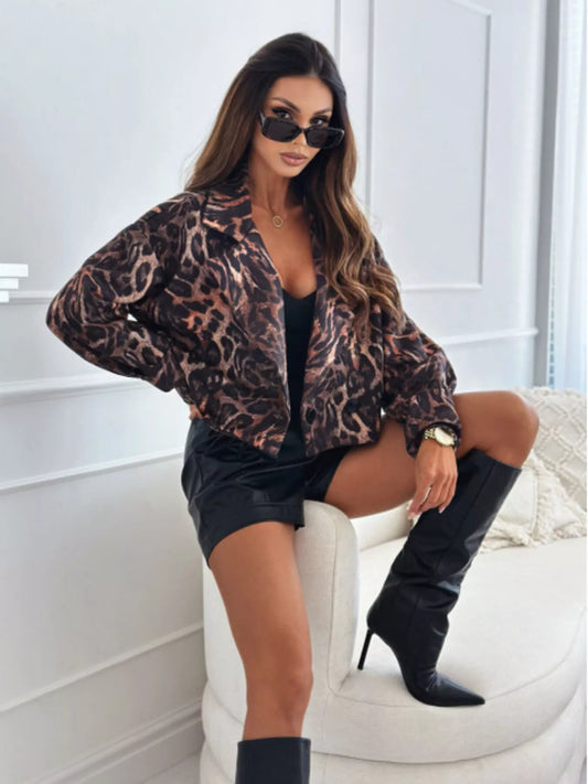 Leopard Print Cropped Blazer Leopard Print 1