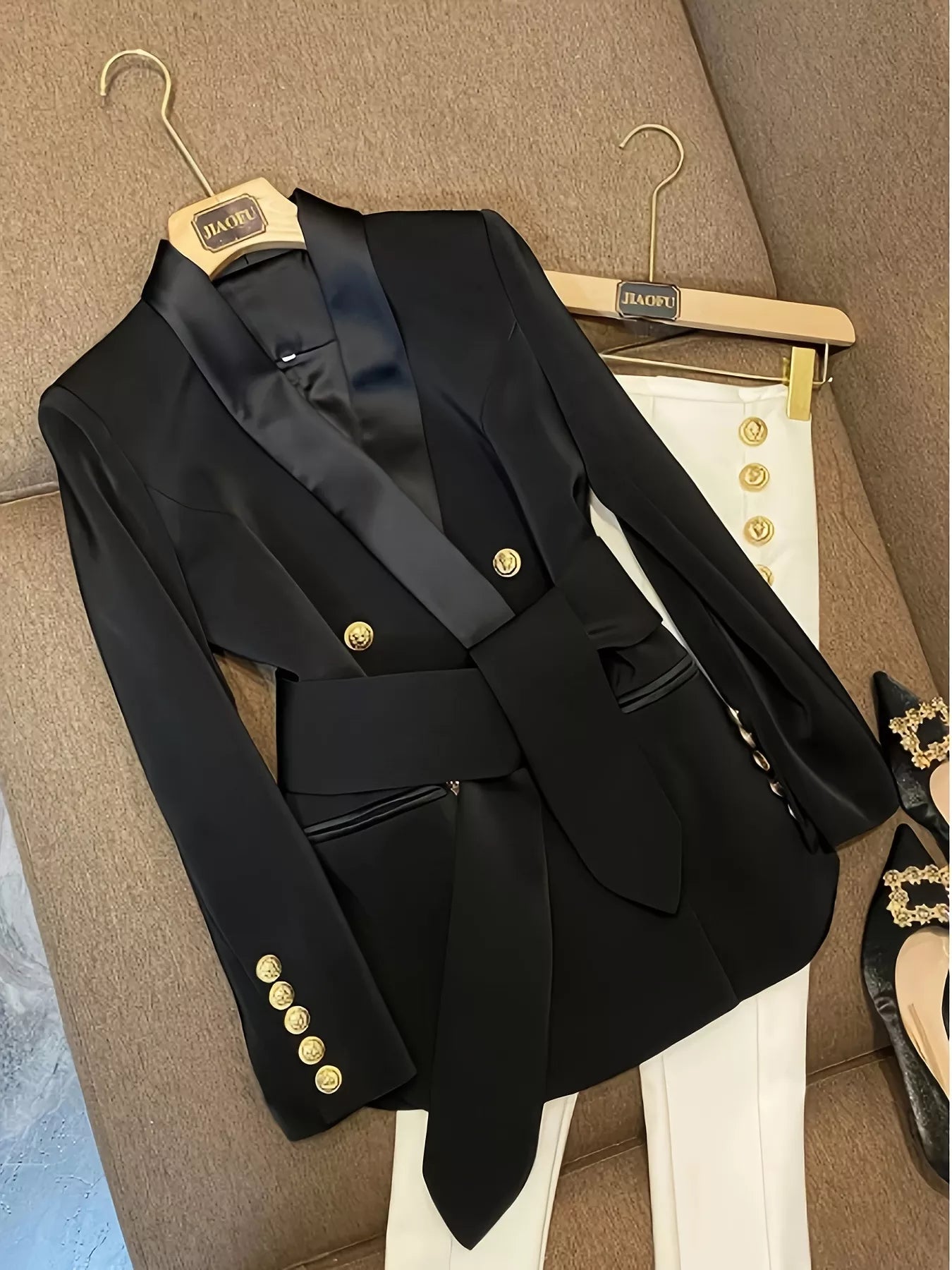 Double-Breasted Slim Fit Blazer Black