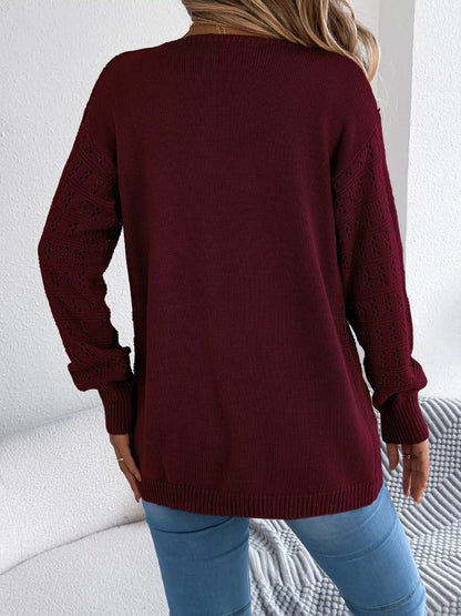 Open-Front Crochet Knit Cardigan